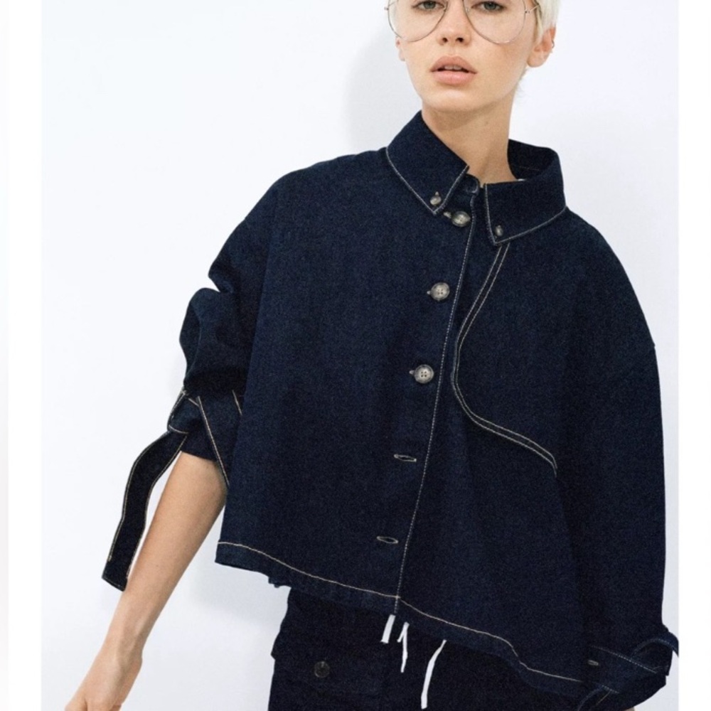 ZARA TRF DENIM CAPE JACKET
